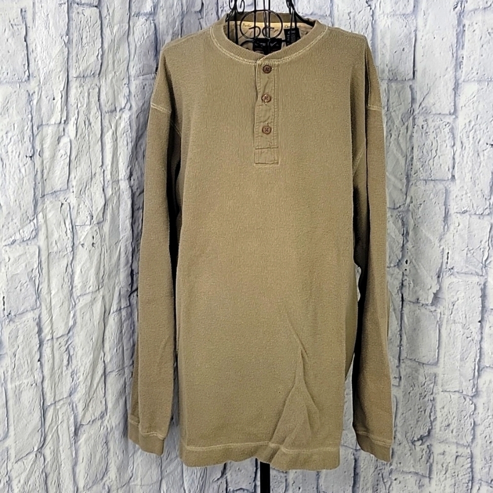 VINTAGE OCEAN PACIFIC Y2K 3 Button Up Tan Pullover Shirt XL/XG